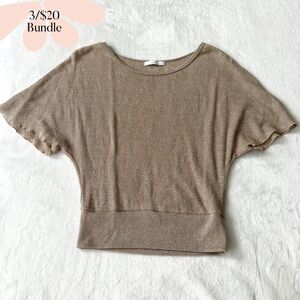 3/$20 Charlotte Russe Tan shimmery Blouse Size Medium